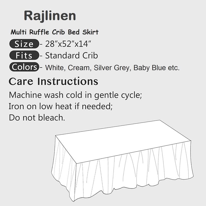 Rajlinen toddler-bed transition skirt maintains crib-to-toddler coverage.
