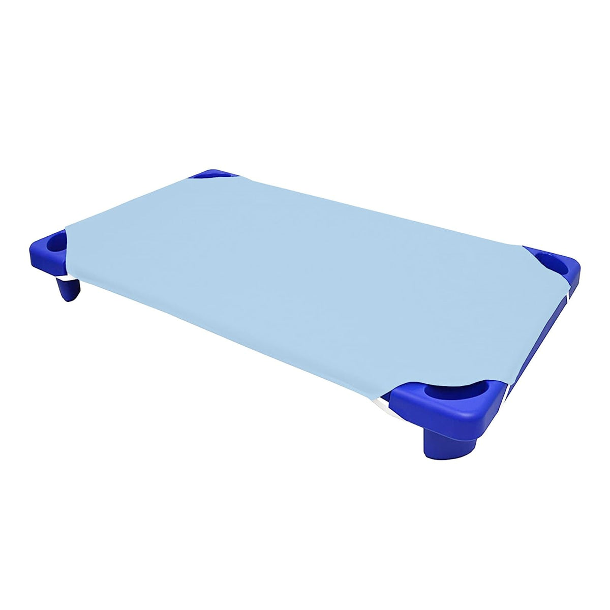 Rajlinen daycare cot sheets 12-pack bulk on a shelf, ready for high-traffic nap times.