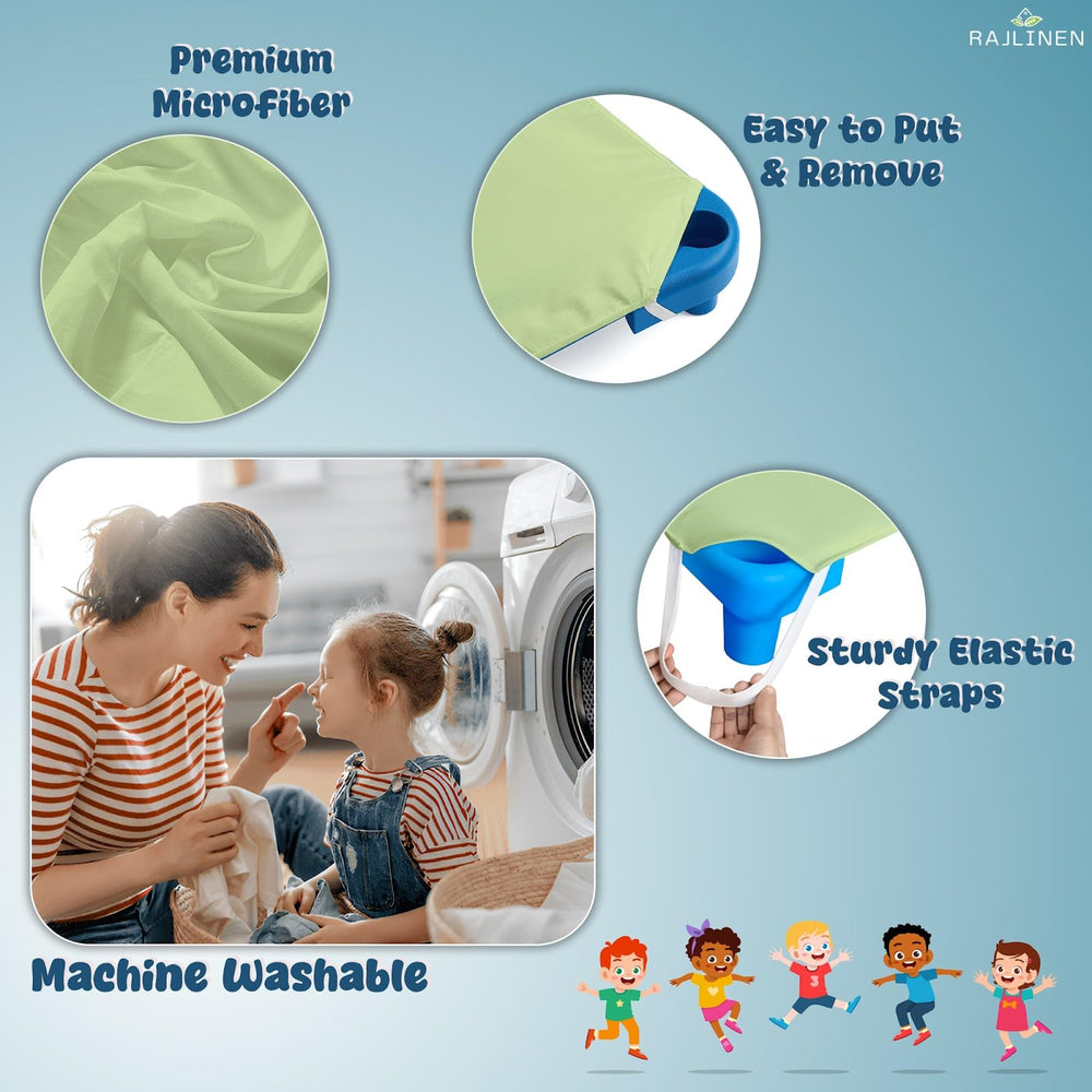 Durable Rajlinen sage cot sheets endure frequent washing without shrinking or pilling.