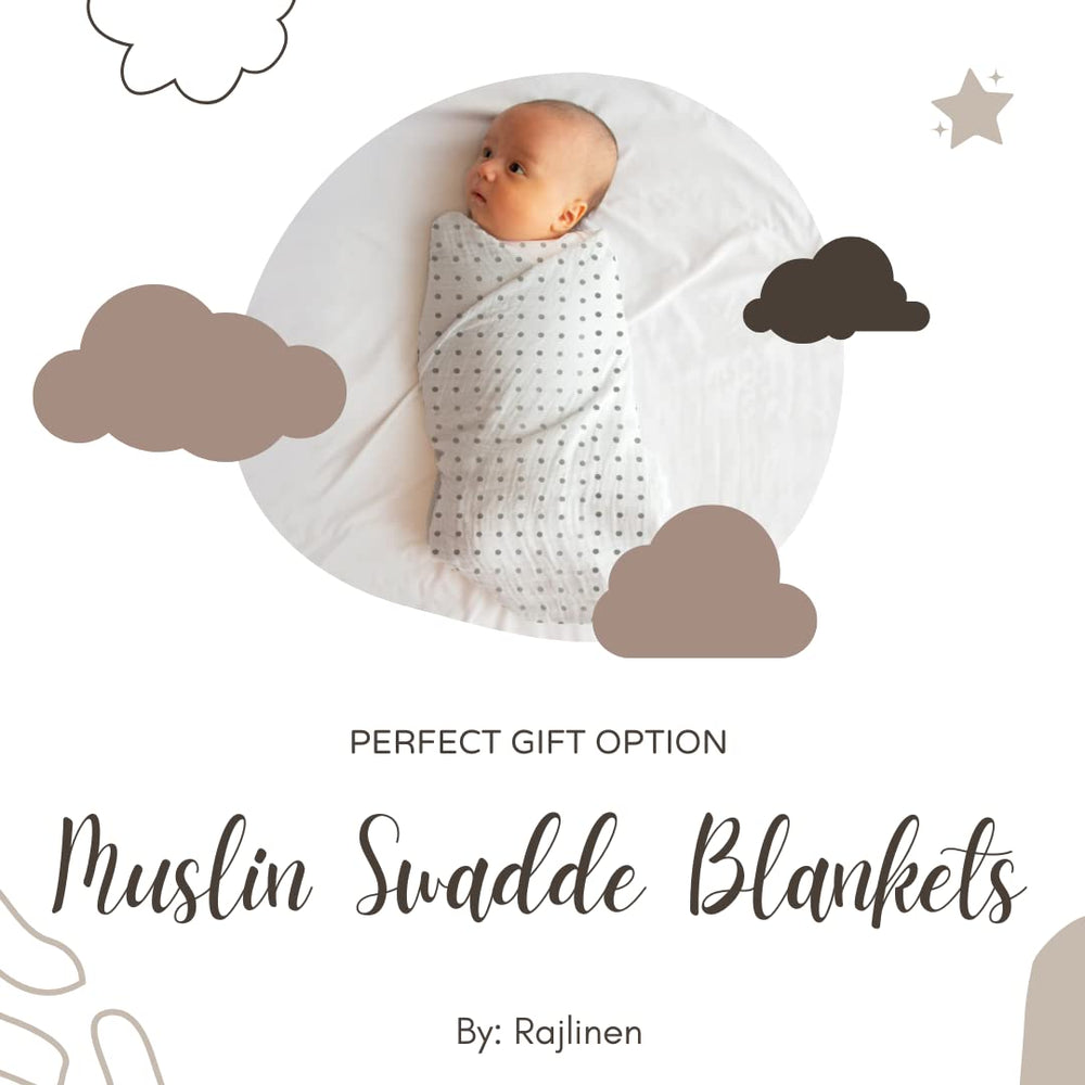Rajlinen receiving blanket doubles as nursing cover for discreet feeding.