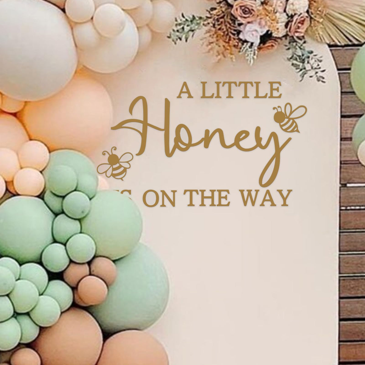 Ramciyo A Little Honey is on the Way decal wall backdrop for a sweet baby shower photo