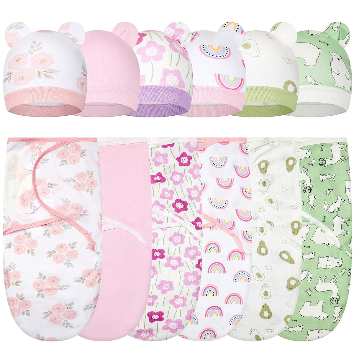 Ramede 6-pack swaddle blankets with flower pattern for gentle newborn comfort