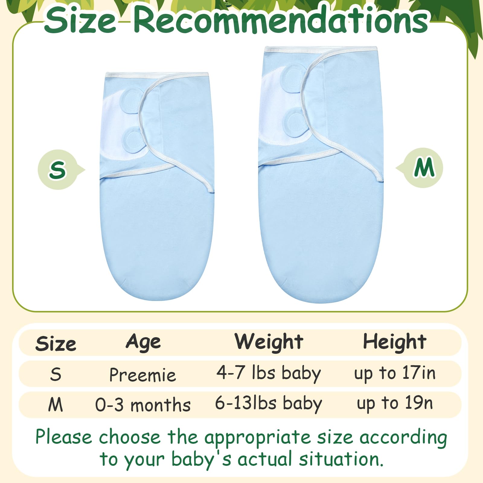 Ramede cotton swaddles measure 55 by 48 cm for snug fit.