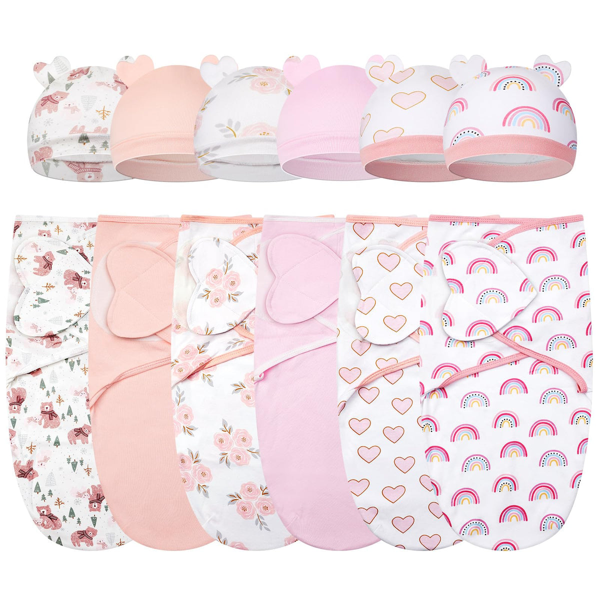 Ramede Love Pink swaddle blanket pack for secure newborn swaddling.
