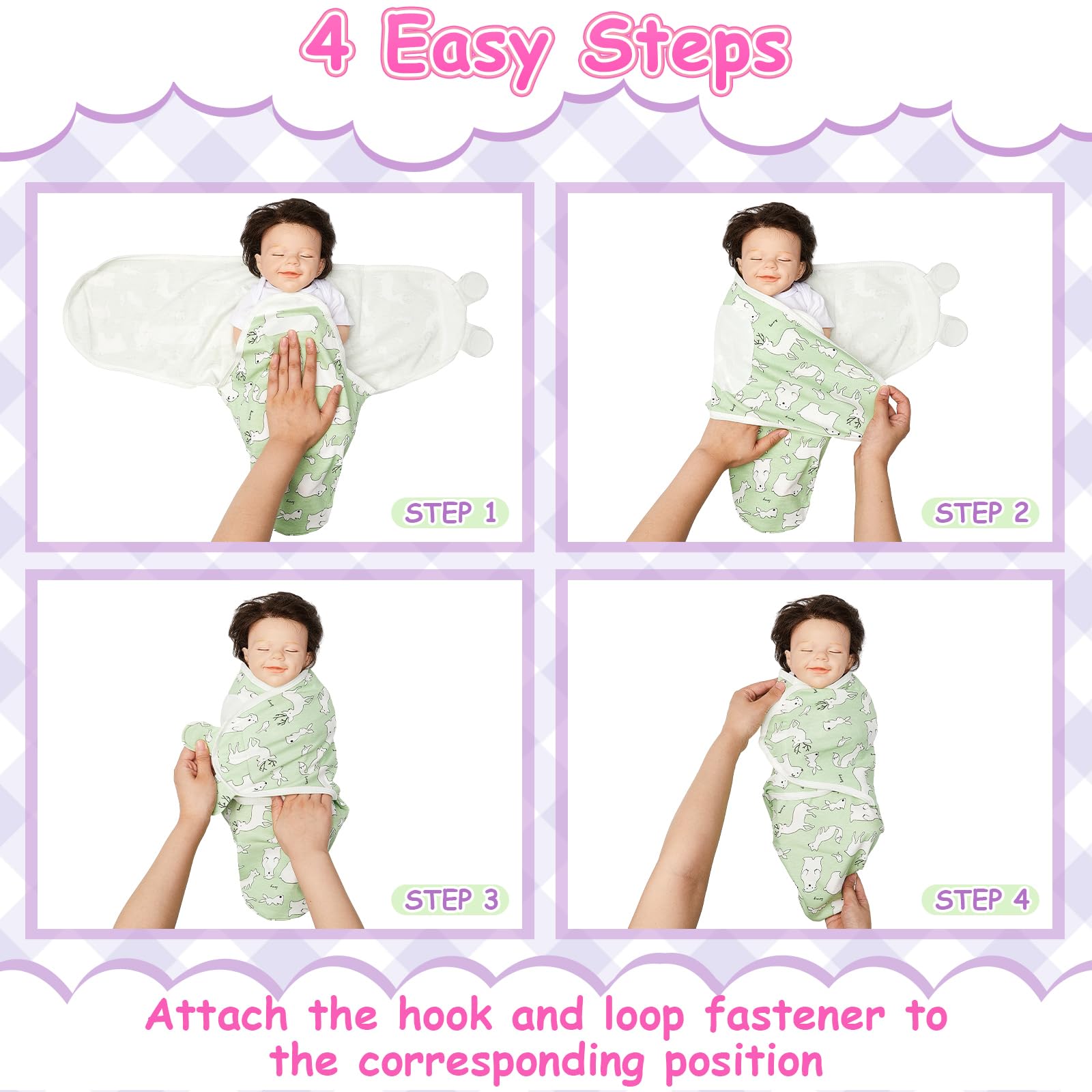 Ramede 0-3 month swaddle size 73 x 50 cm suitable for growing babies