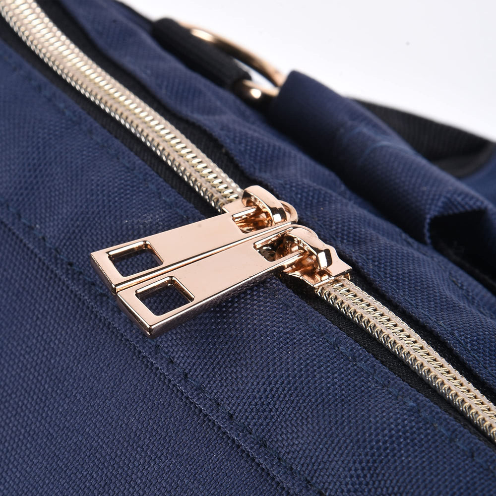 Ramhorn blue diaper bag is easy to wipe clean after outings.