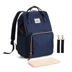 Ramhorn blue diaper bag backpack with front pocket for quick essentials.