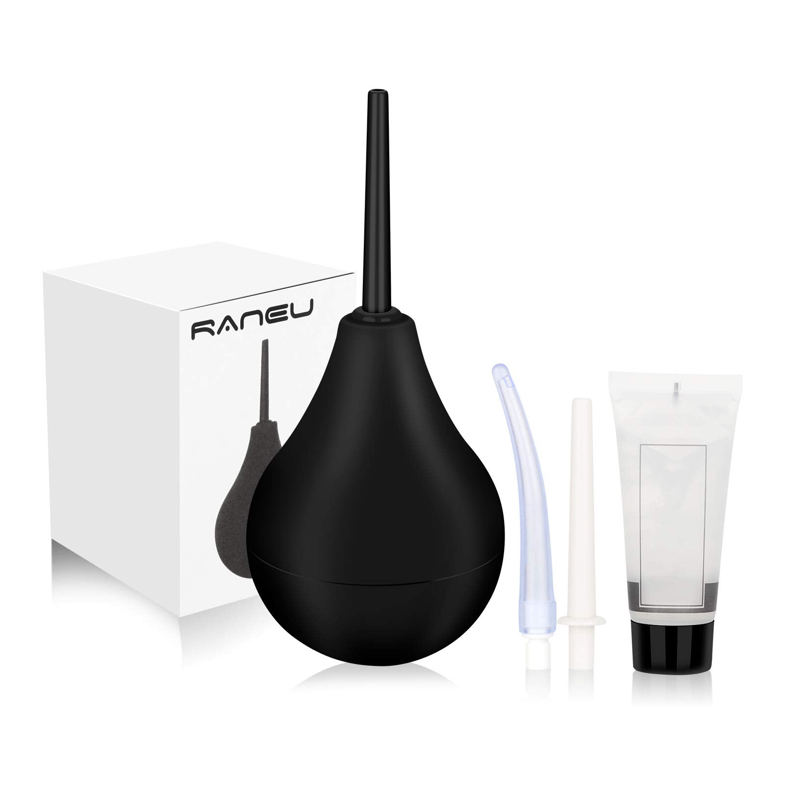 RANEU enema bulb with three nozzles for versatile at-home use.