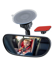 Range Tour baby car mirror on front windshield for easy rear view while driving.
