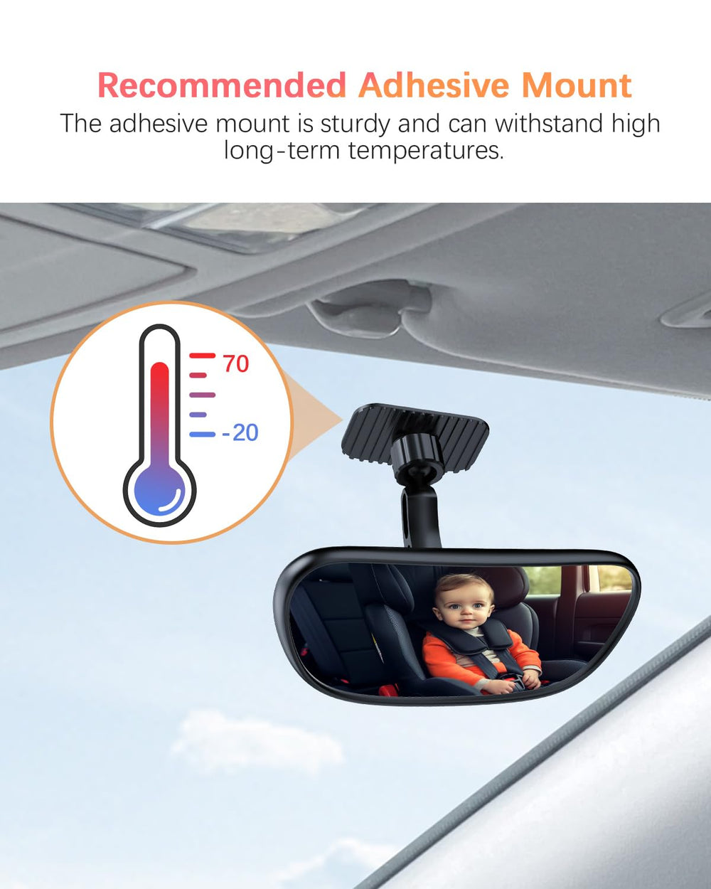 Range Tour universal interior mirror fits most cars, SUVs, vans, and trucks.