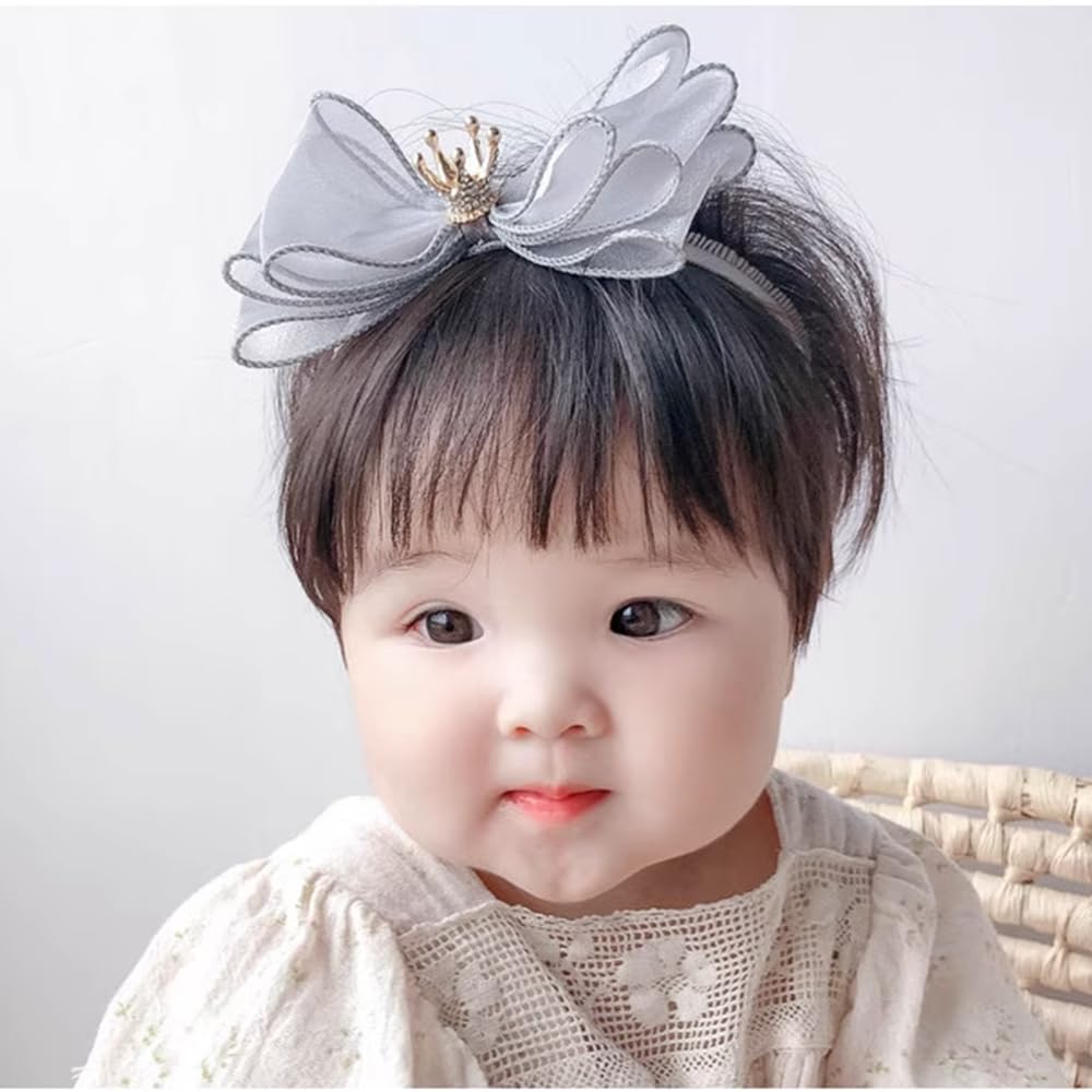 Rannyrena lace bow headband gray wear for everyday outfits and special moments.