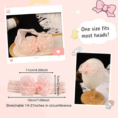 Rannyrena lace bow headband in pink adds charming touch for everyday wear and photos.