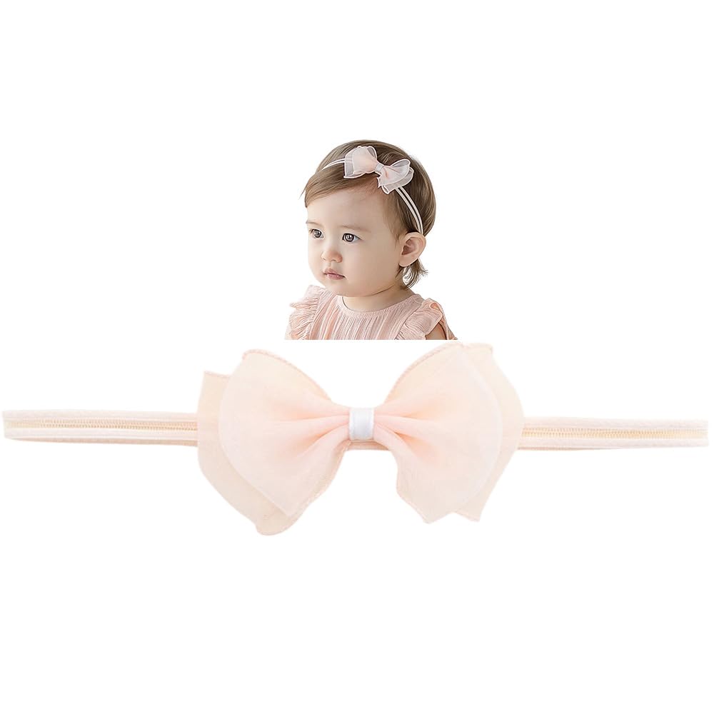 Rannyrena lace flower bow-knot headband front view for stylish baby photos