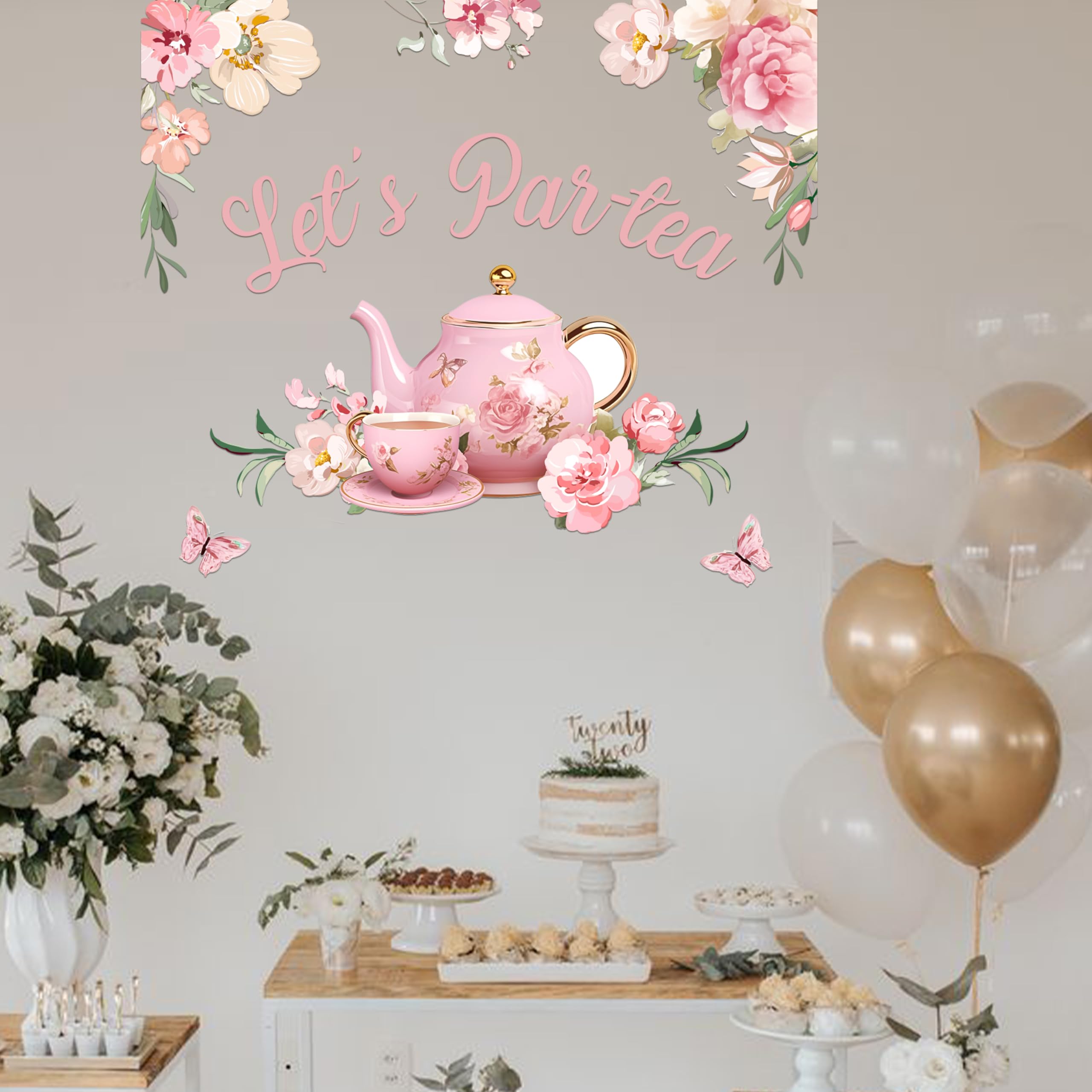 Raoformi Let's Par-Tea butterfly accents brighten garden party setups.