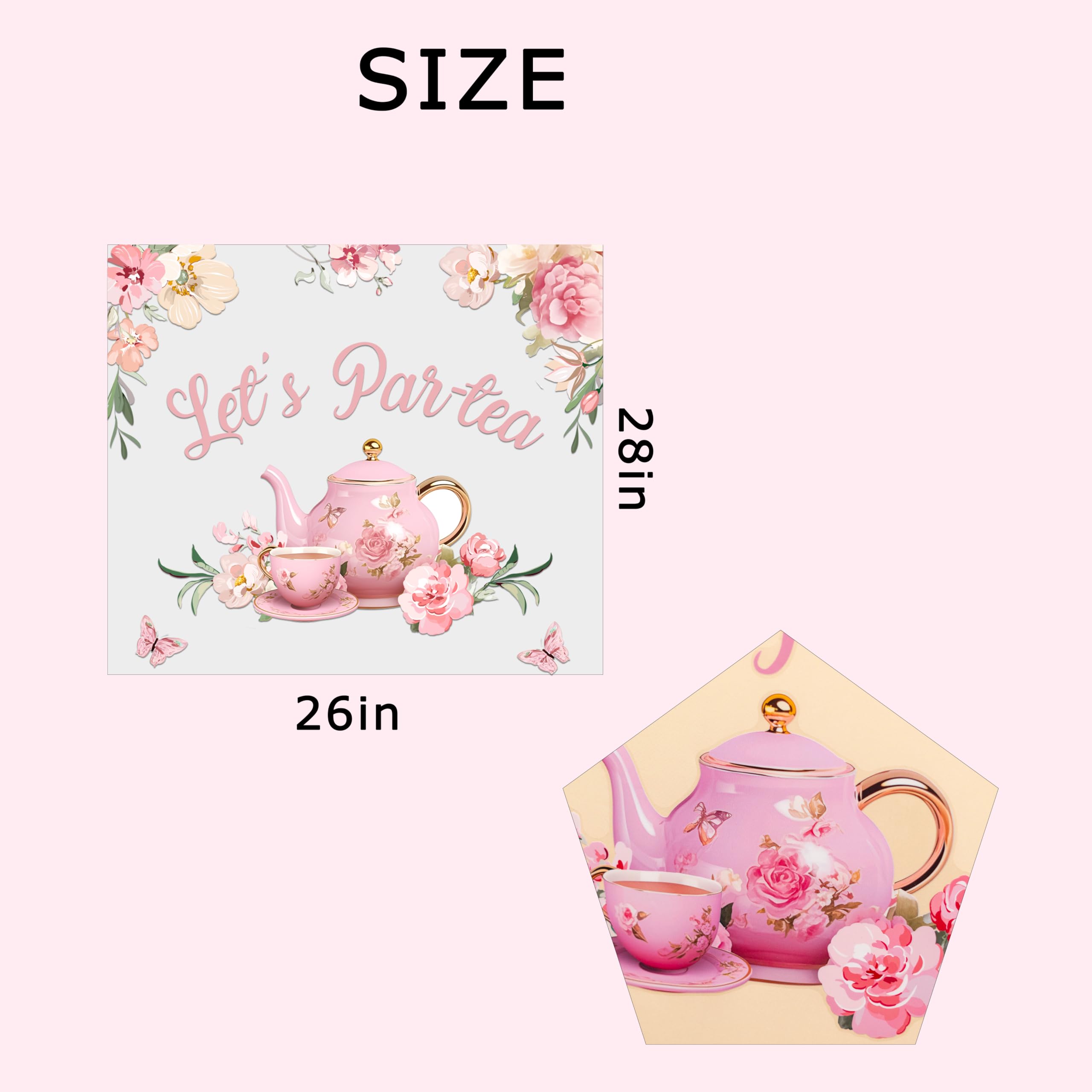 Raoformi Let's Par-Tea teacup and roses design ideal for baby shower decor.