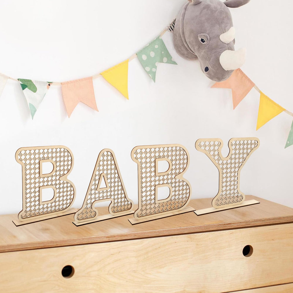Rattan Baby Letters used as baby shower decor to warm the celebration