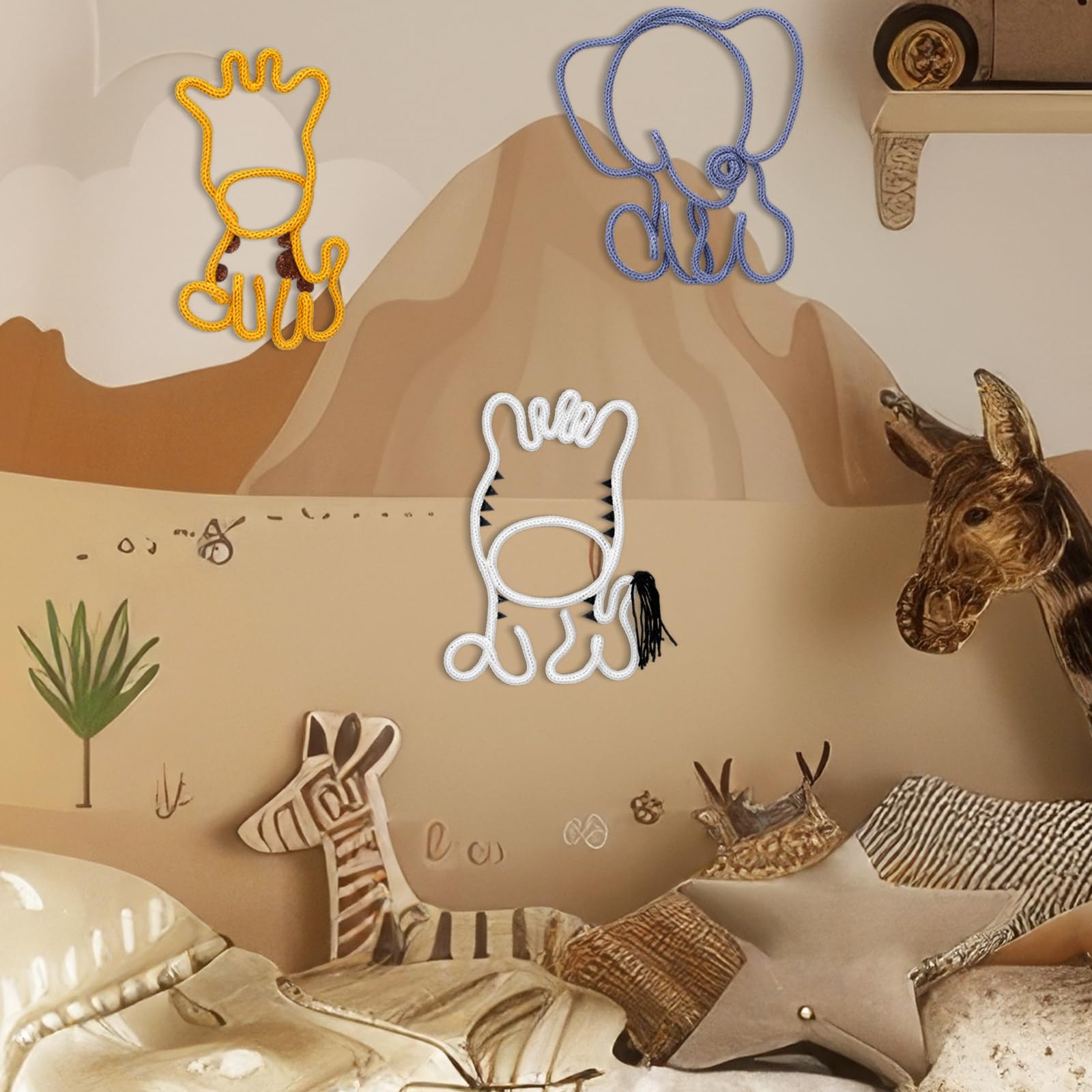 RattanView boho safari wall art trio for stylish living spaces