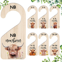 RattanView Highland Cow baby closet divider in 7 inch helps organize newborn outfits