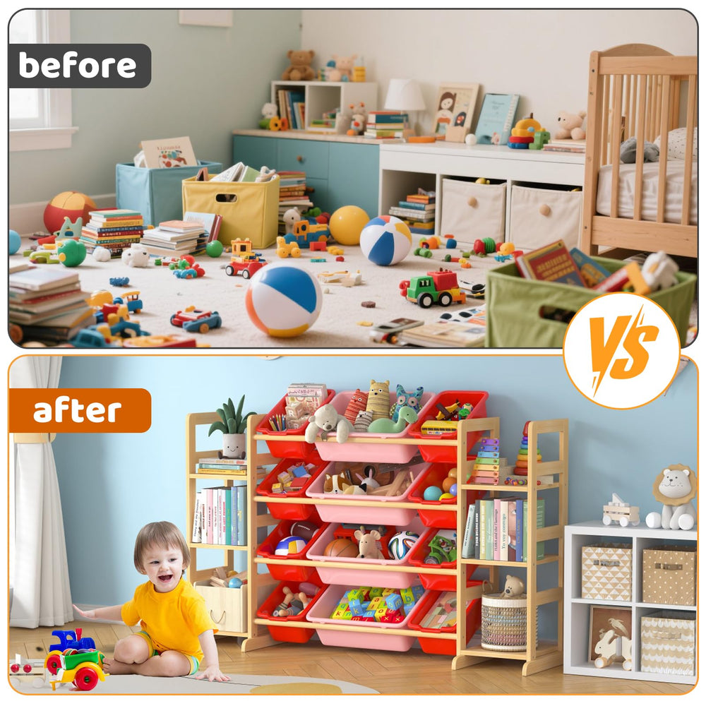 Ratulie toy storage child-height design encourages independent cleanup