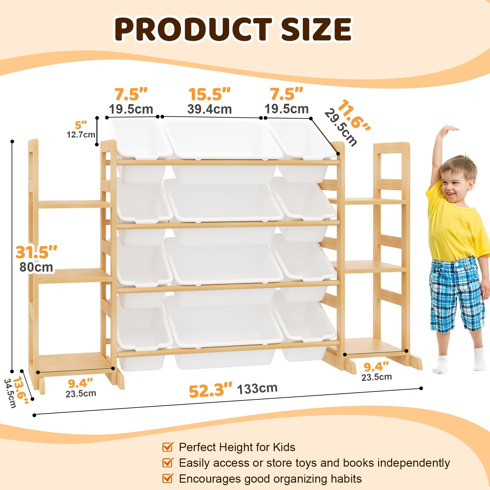 Ratulie twelve-bin organization system showcasing clear sorting and quick toy retrieval