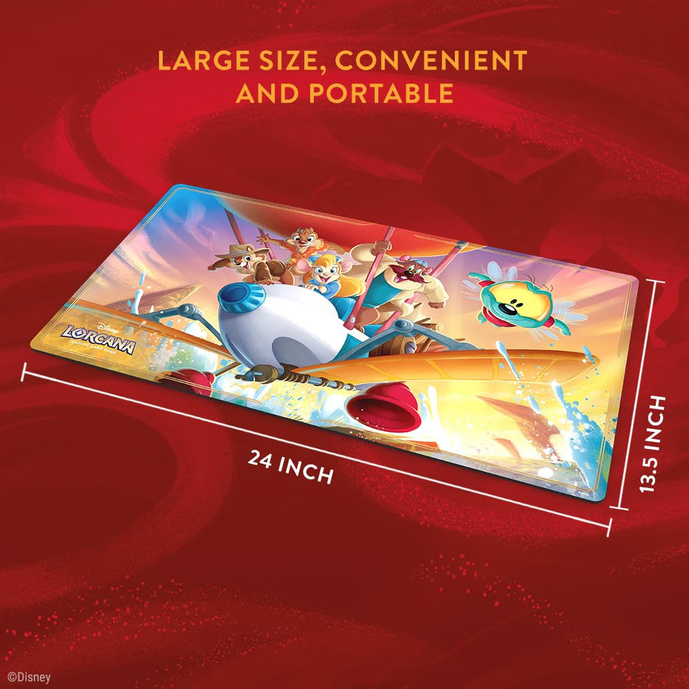 Ravensburger Rescue Ranger Away playmat features a non-slip surface to keep cards steady