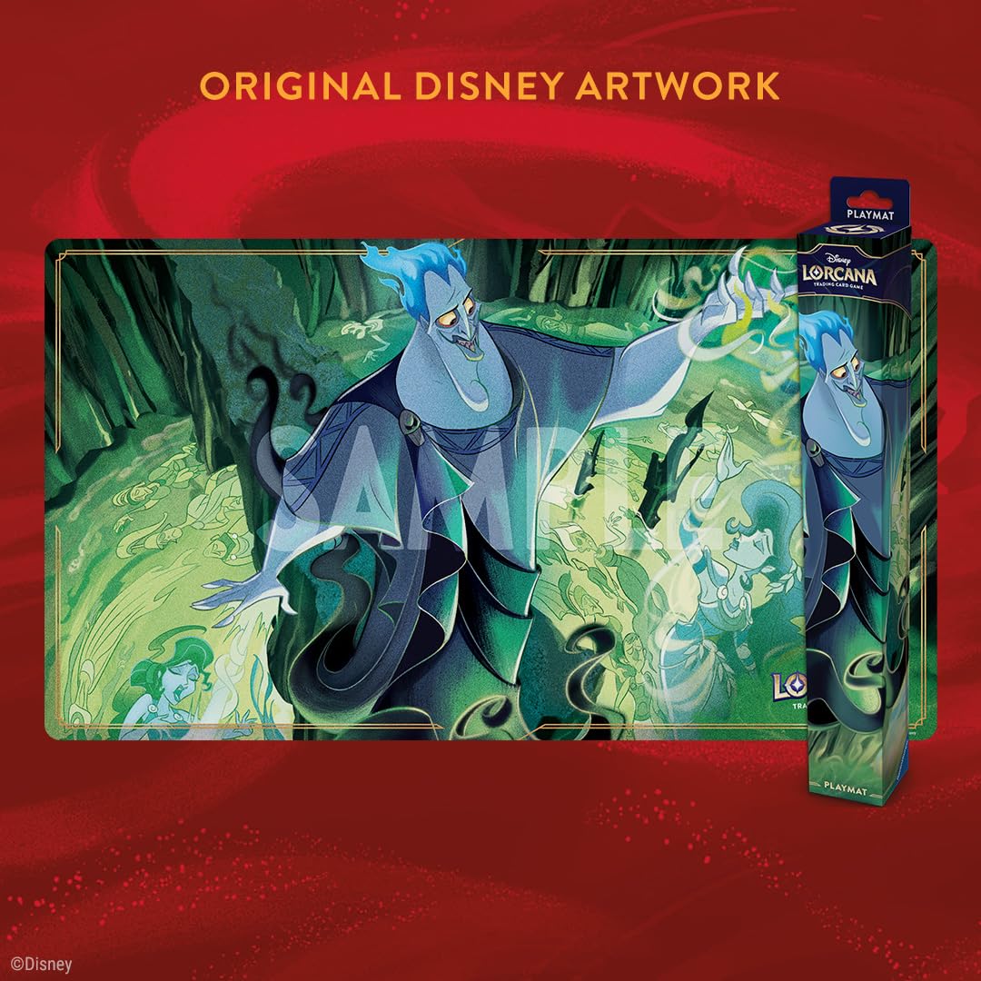 Rolled Ravensburger Lorcana playmat for easy transport
