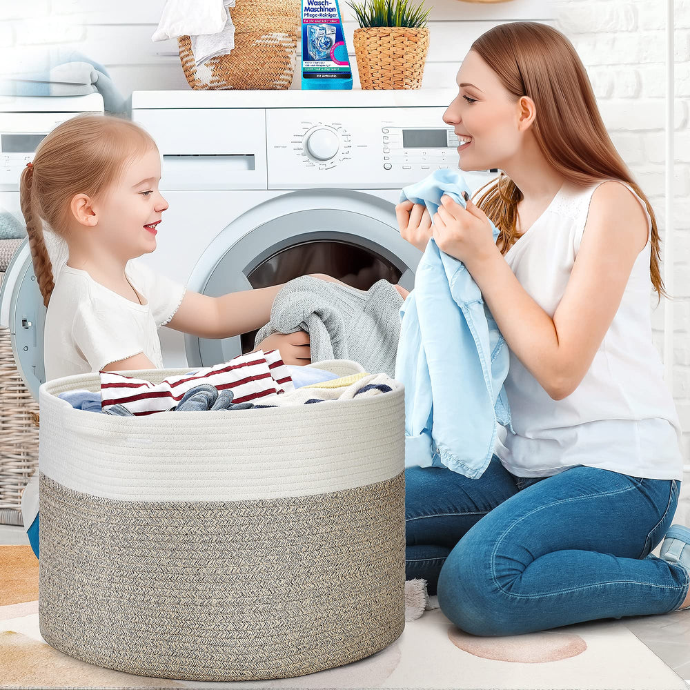 Ravinte Blanket Basket at 20x20x13 size, perfect for large item storage.