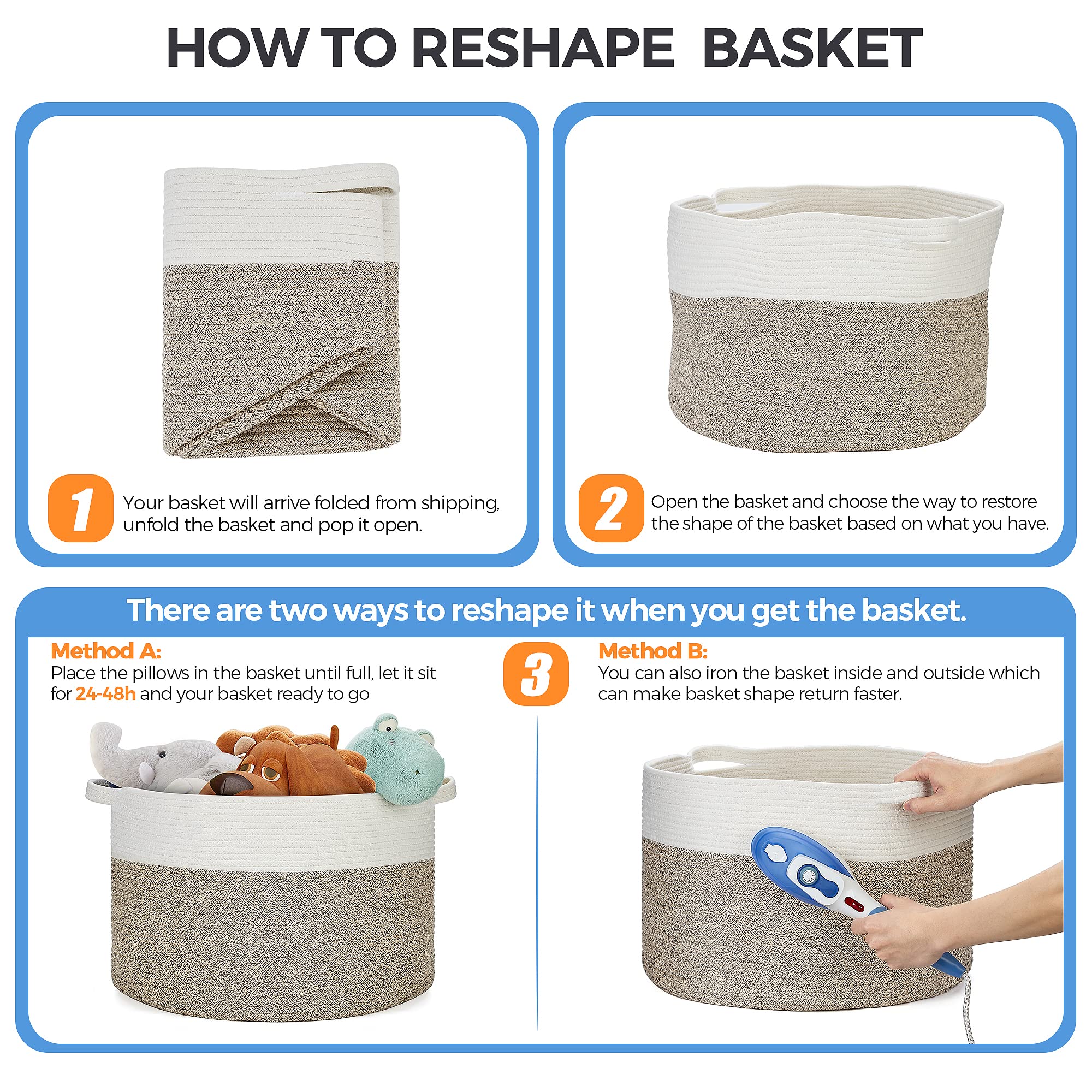 Ravinte Blanket Basket in a natural colorway adding a breezy decor touch.