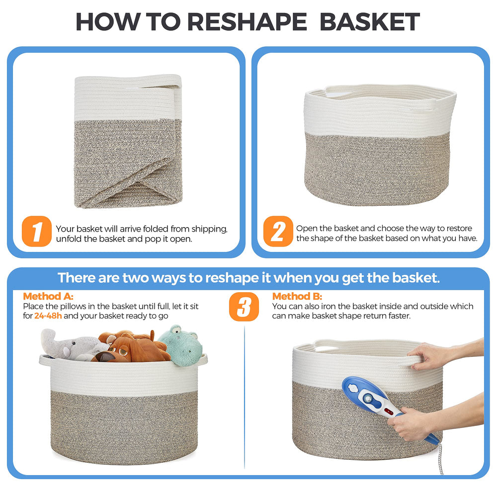 Ravinte Blanket Basket in a natural colorway adding a breezy decor touch.