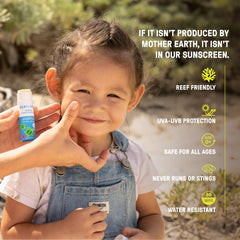 Raw Elements sunscreen stick used by kids during outdoor play.