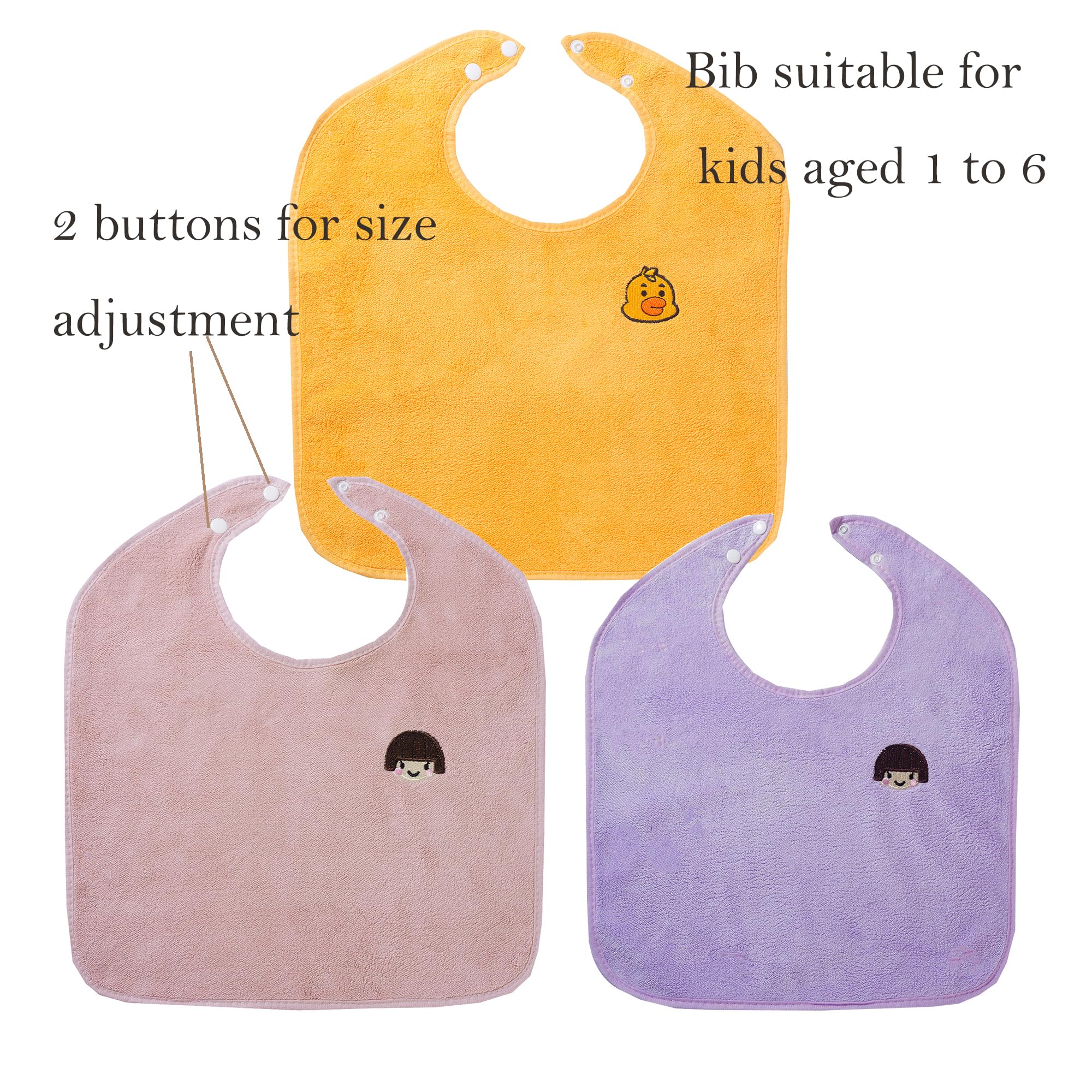 Close-up of RAXIFU coral fleece bibs showing soft texture.