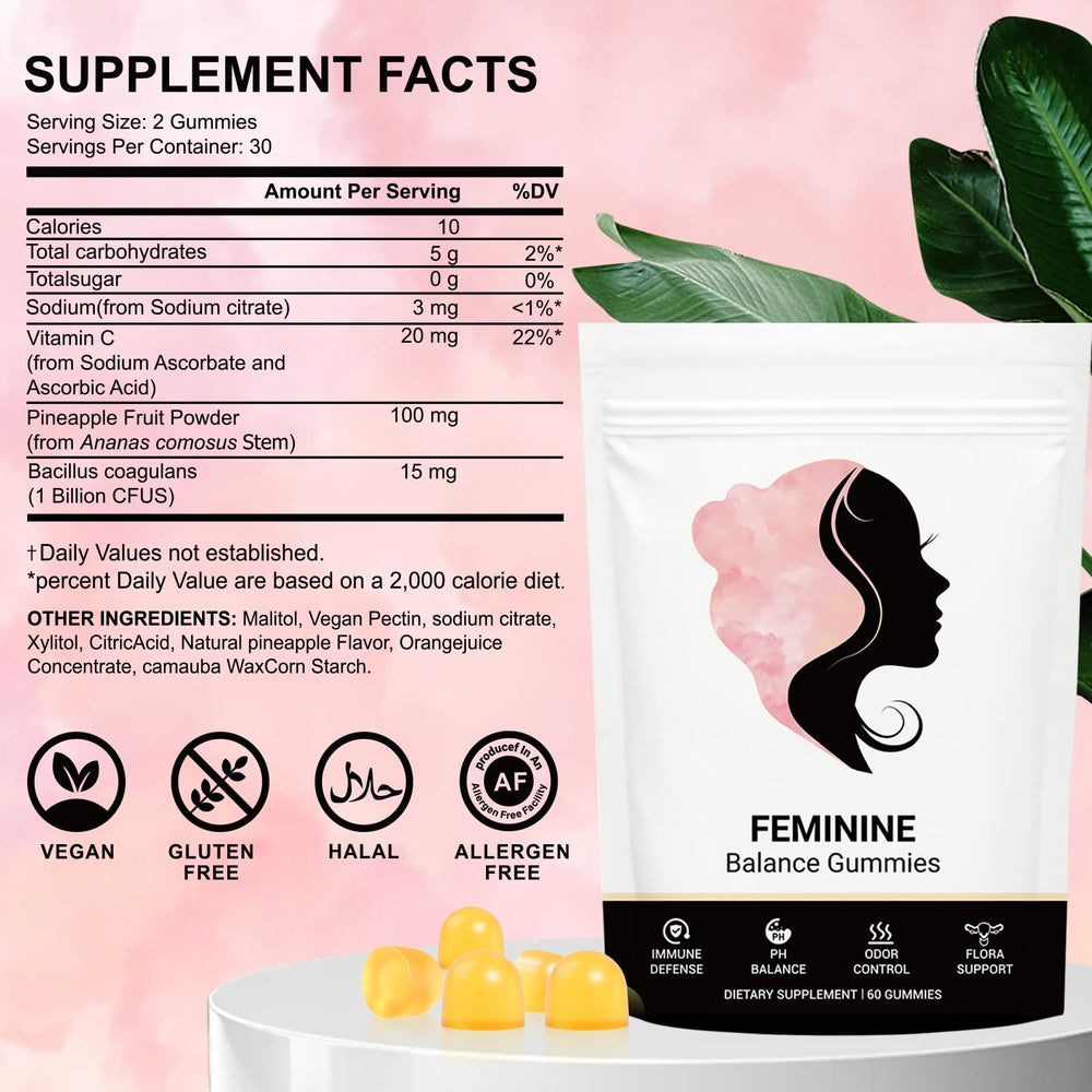Rayanma gummies label highlights clean, gluten-free ingredients.