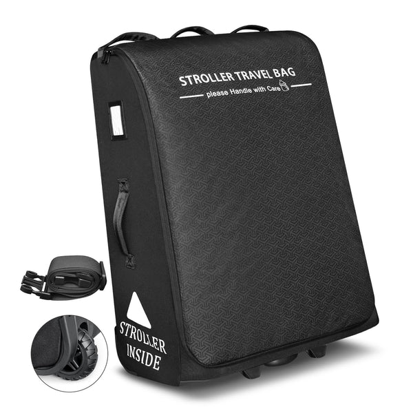 Raymace padded stroller travel bag with wheels for easy airport navigation.