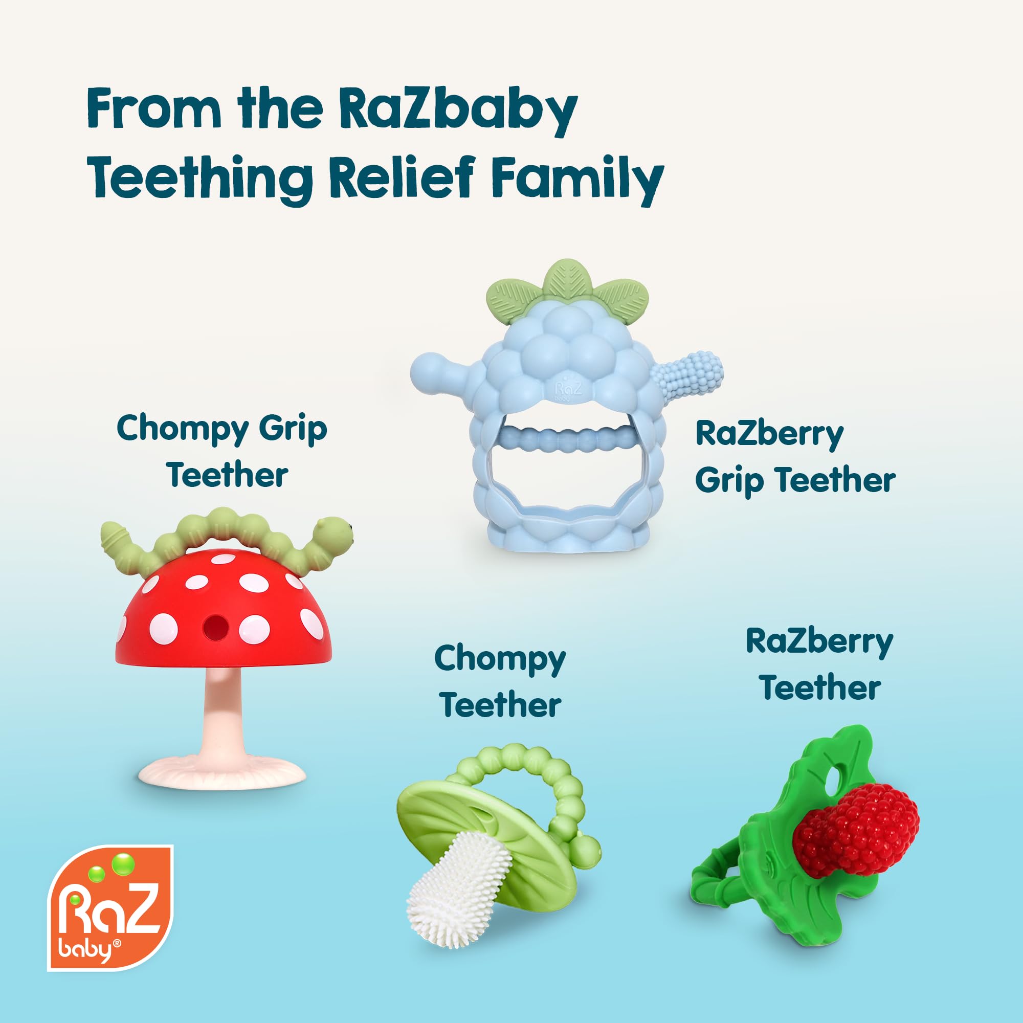 RaZbaby Bites gift-ready teething toy ideal for baby showers