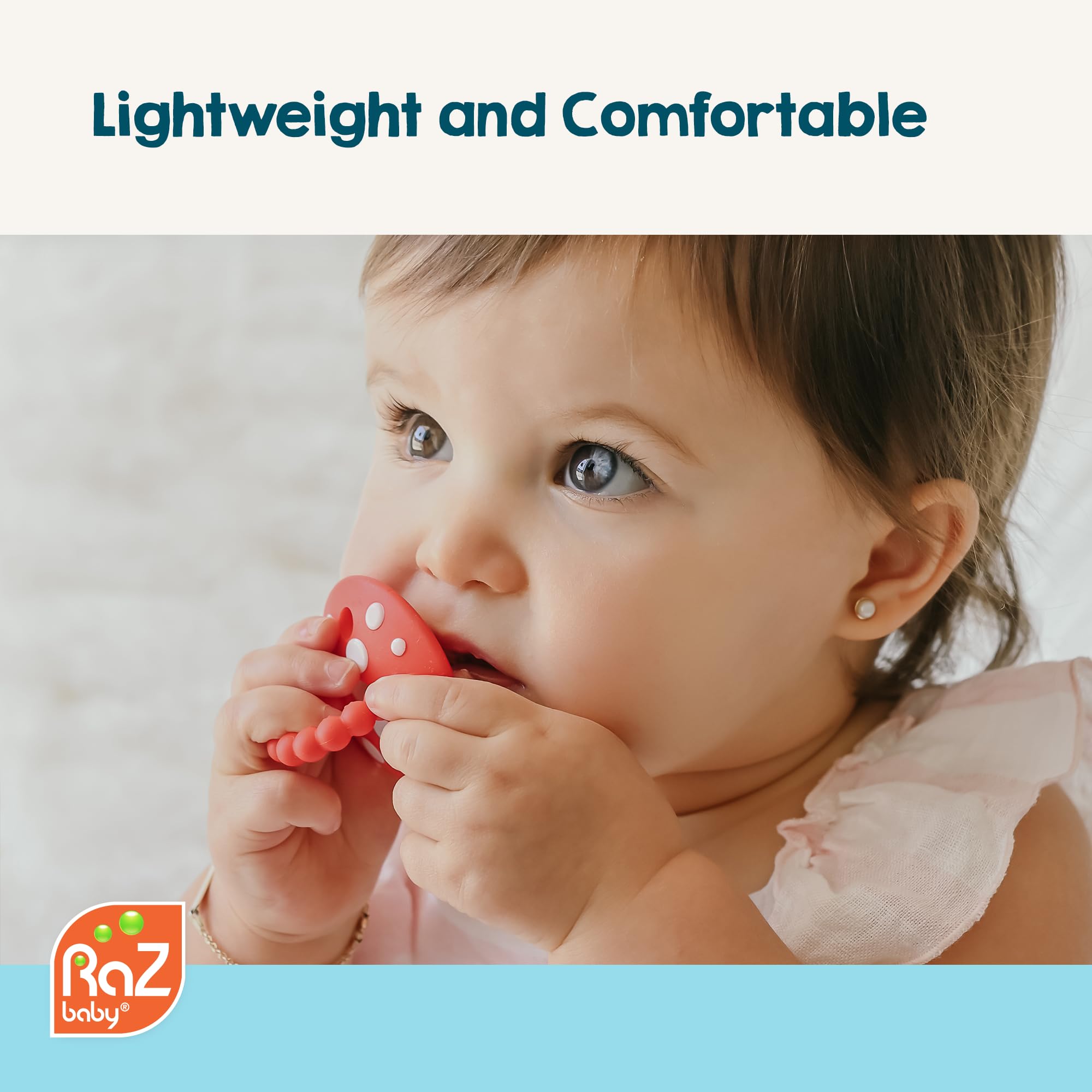 RaZbaby Chompy teether can be frozen for extra soothing relief