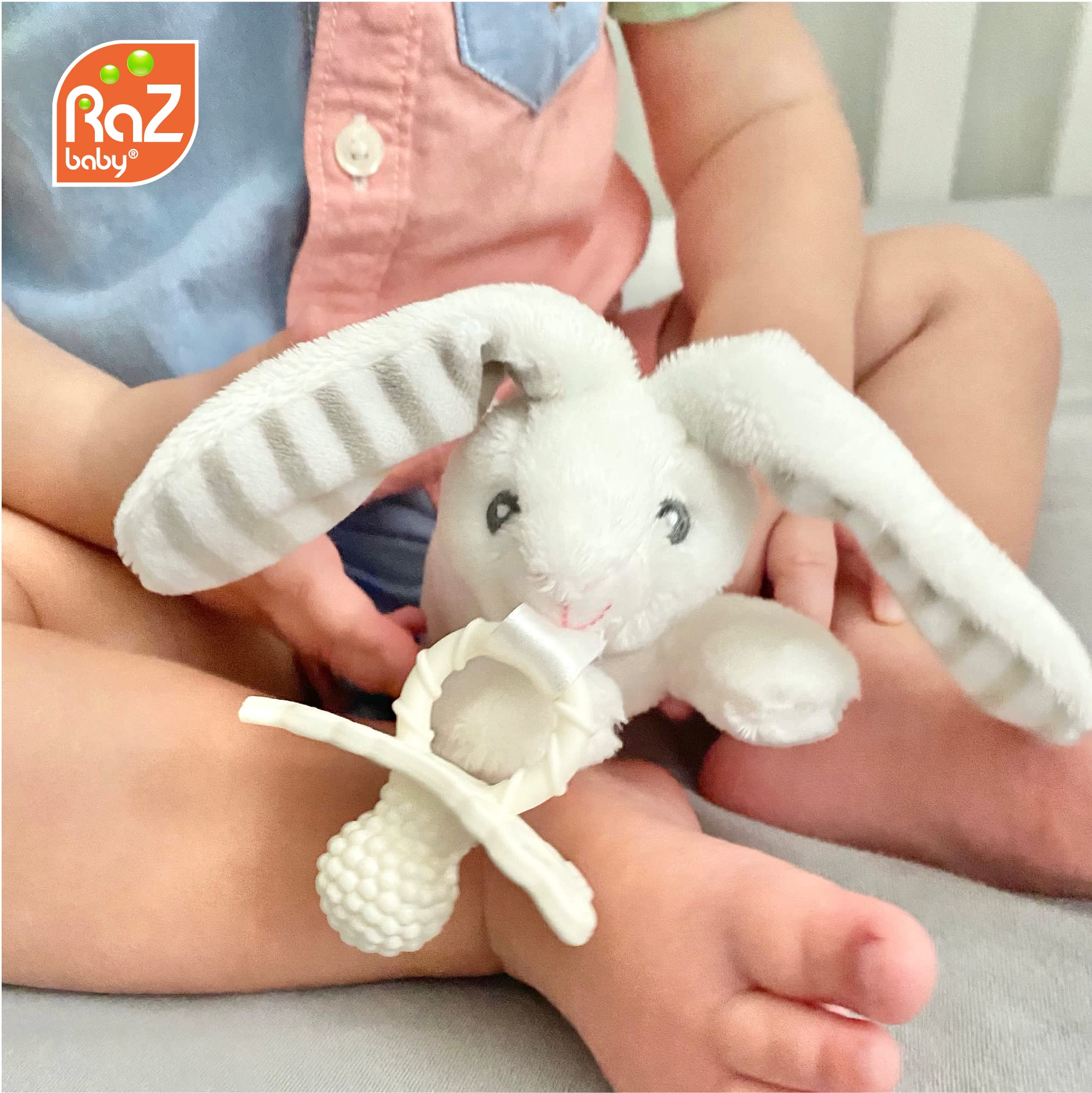RaZbaby Penguin Montessori-inspired sensory teether encourages exploration.