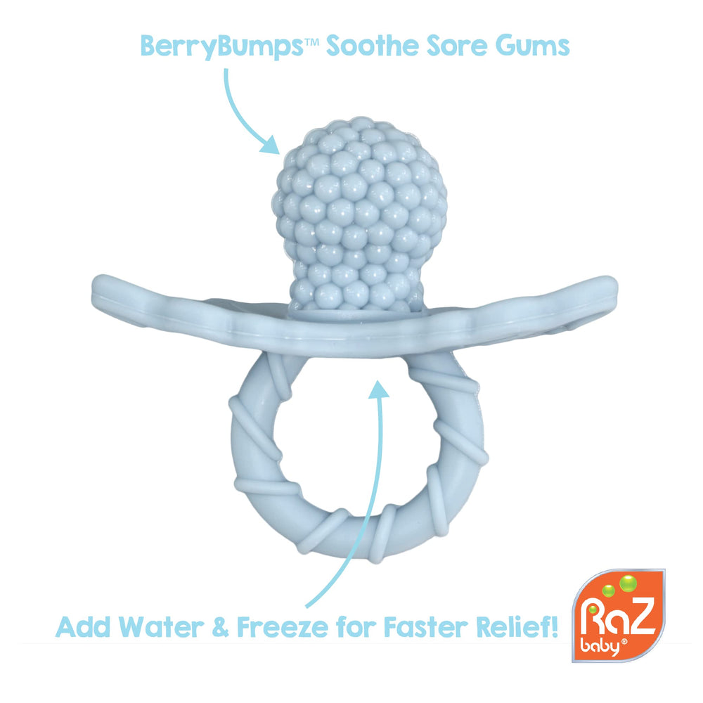 RaZbaby Penguin dishwasher-safe teether for quick sanitation.