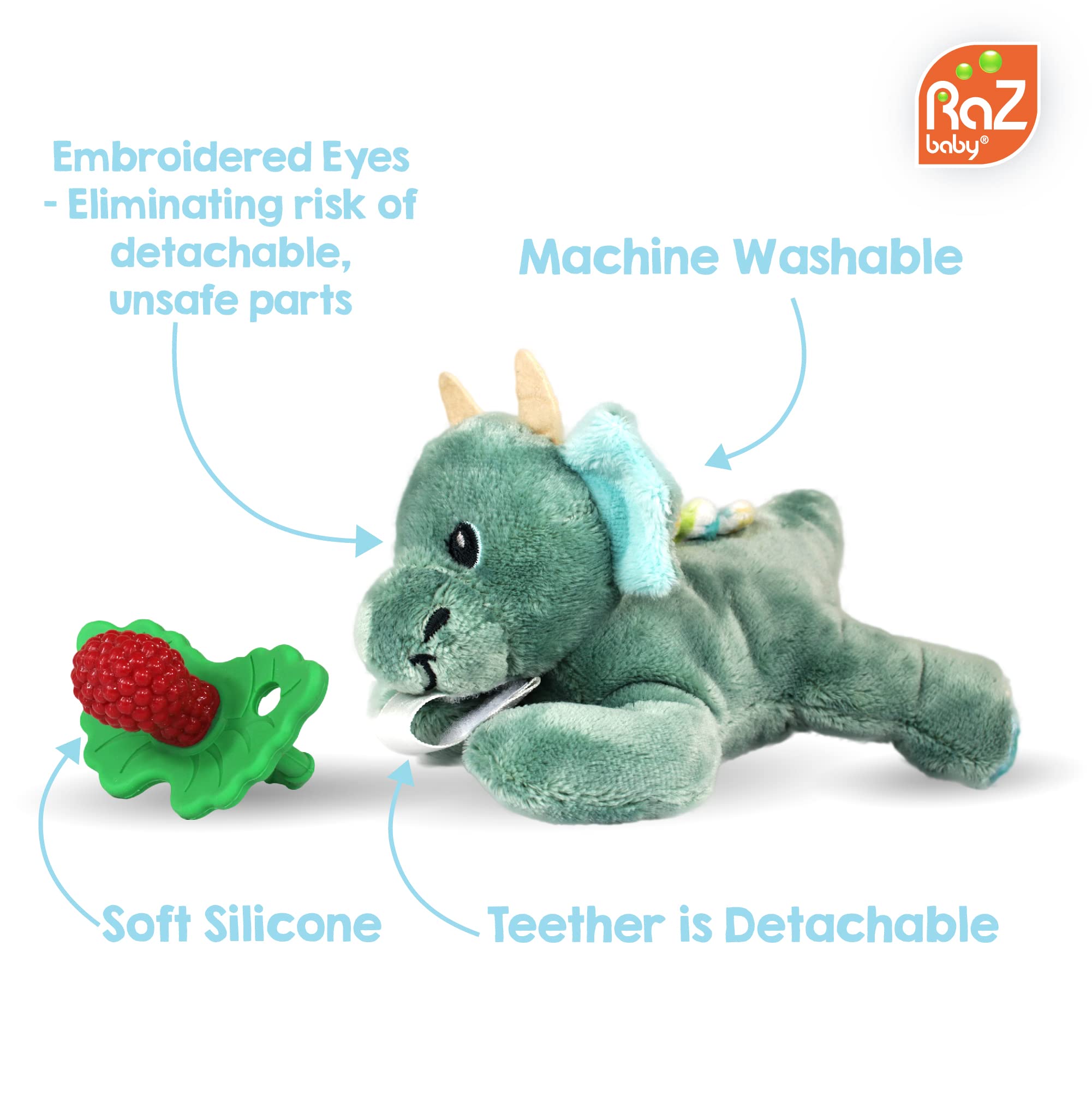 RaZbaby Penguin silicone teether BPA-free for safe chewing.