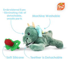 RaZbaby Penguin silicone teether BPA-free for safe chewing.