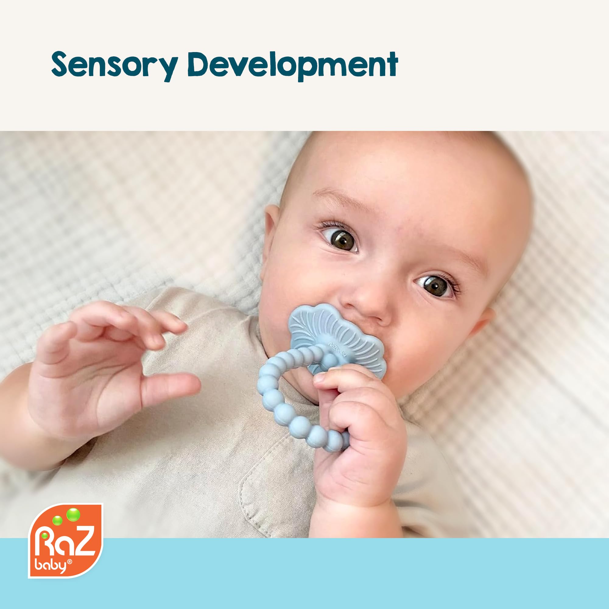 RaZbaby RaZberry Plus teether with easy-to-hold ergonomic handle