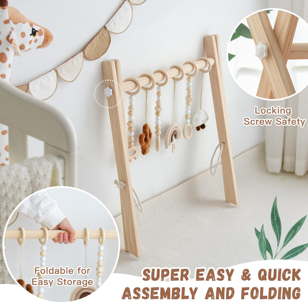 Razee natural finish design blends with home decor while engaging baby