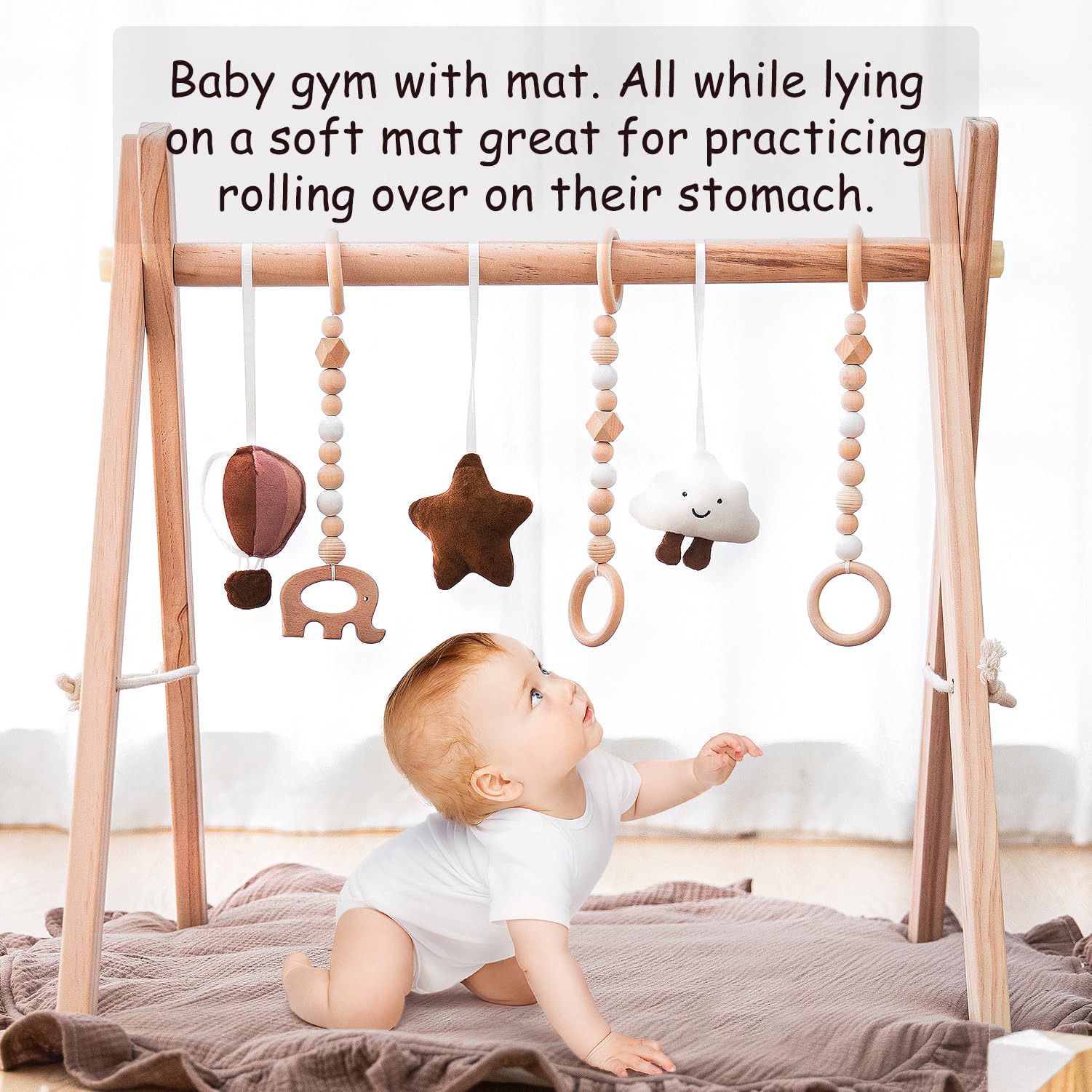 Razee Organic Beech Wood Rings add natural texture for grasping practice.