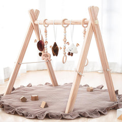 Razee wooden baby play gym frame with natural finish for developmental play.