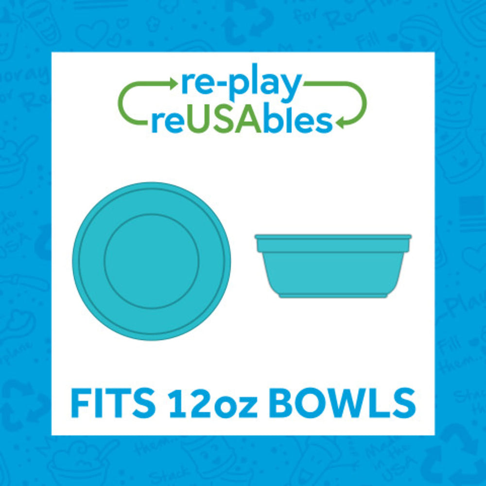 Vibrant Re-Play bowls in multiple colors for meal variety and kid appeal.