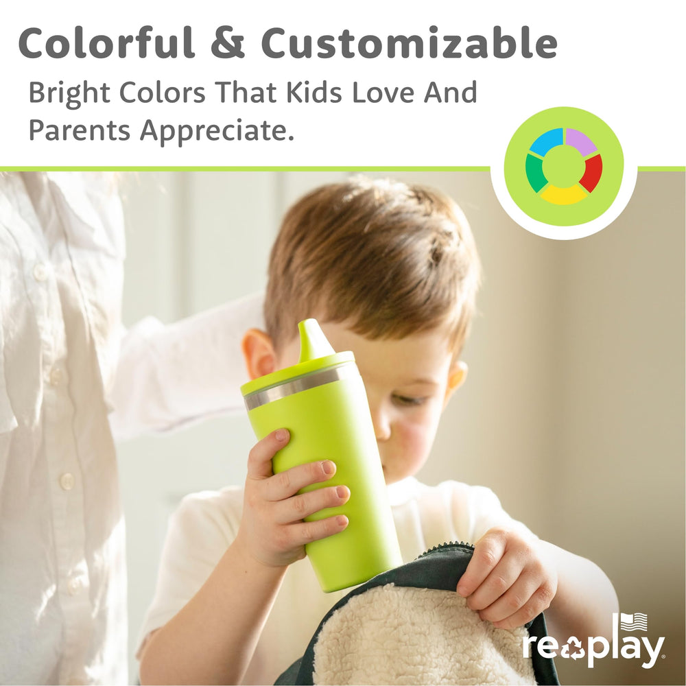 Re-Play insulated stainless steel 10oz cup preserves cold beverages during outings.