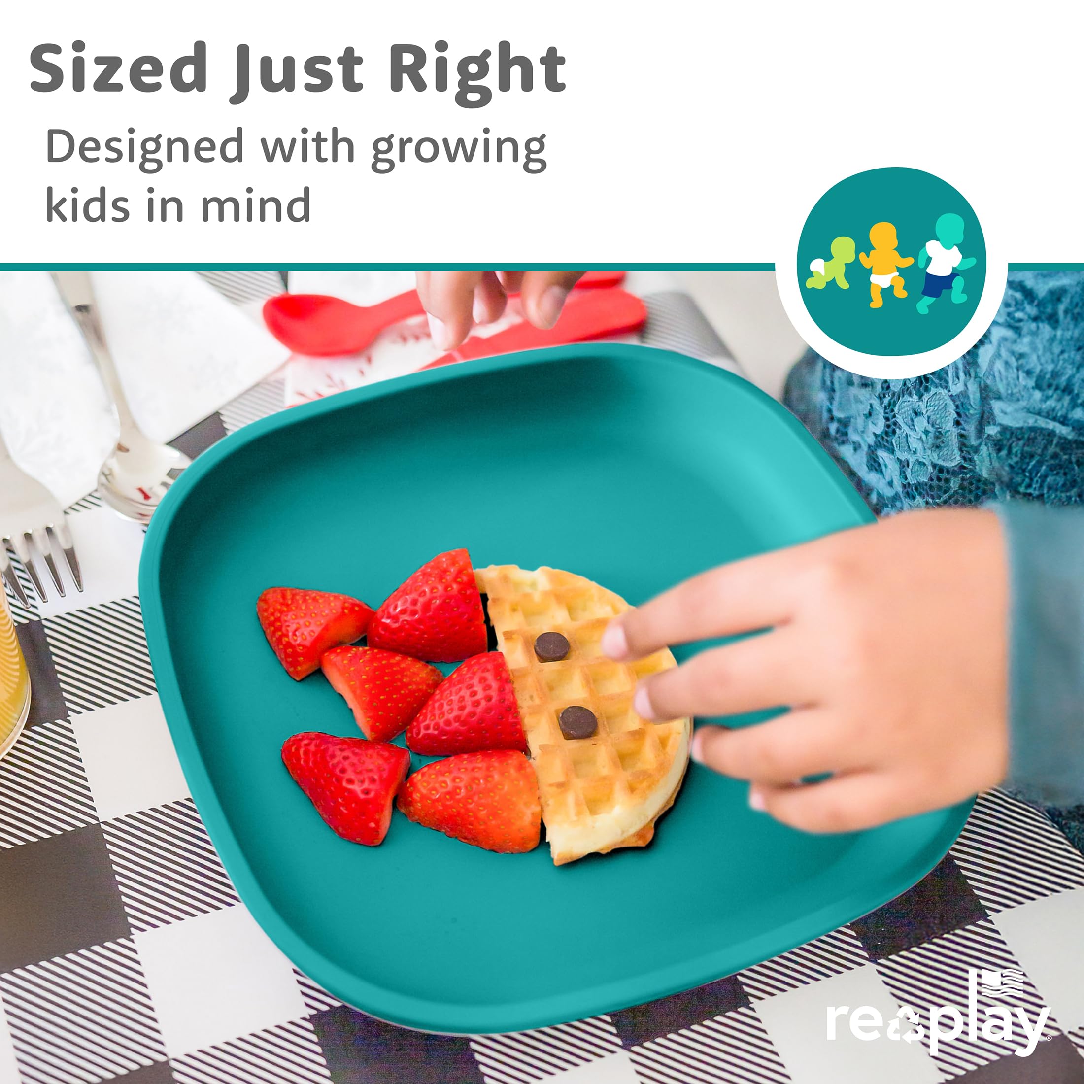 Re-Play plates stack neatly in cupboards for space-saving storage.