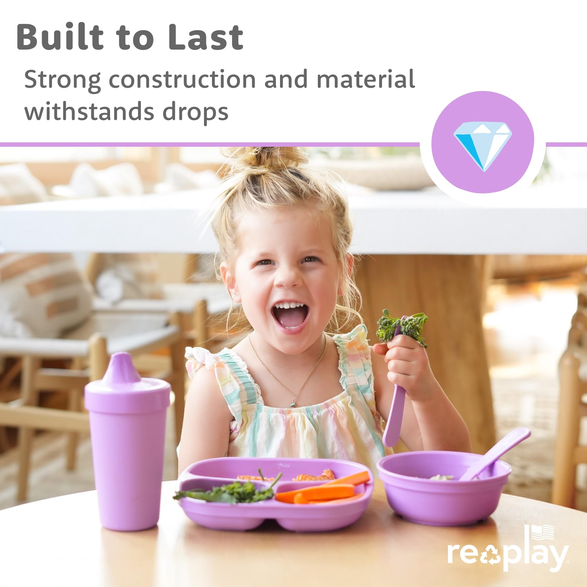 Re-Play True Blue made in USA plate supports sustainable family dining.