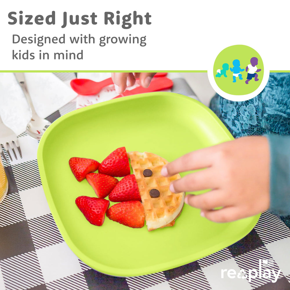 Re-Play 7.37-inch plates support small portions and versatile meals.