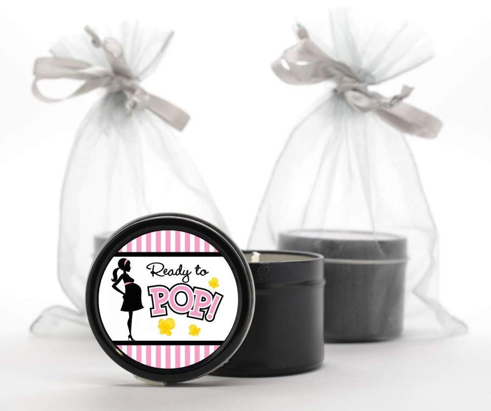 Ready To Pop pink sticker with faux gold glitter detail for eye-catching favors.