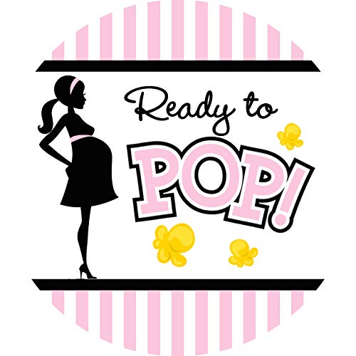 Ready To Pop pink classic round sticker 2in for baby shower favors with durable adhesive.